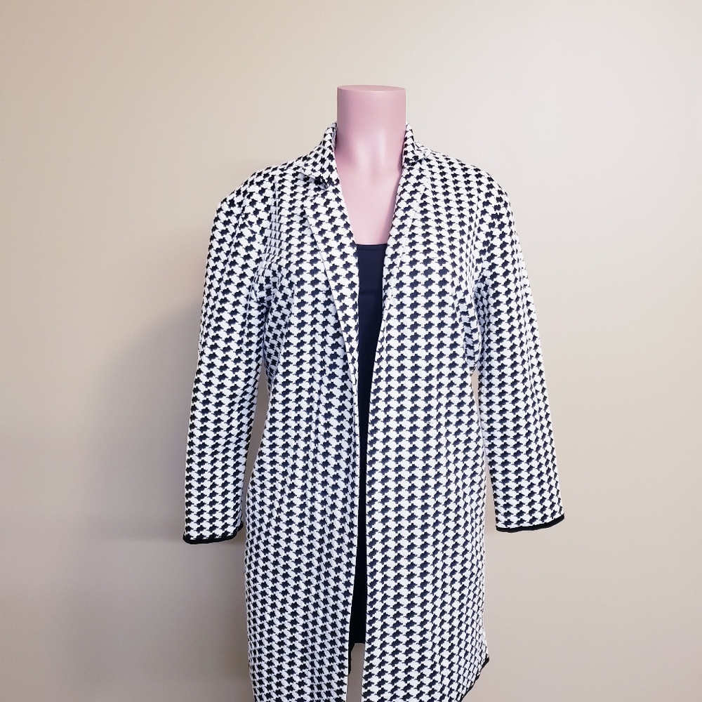 Philosophy Womens Open Front Jacket Coat Black Geo